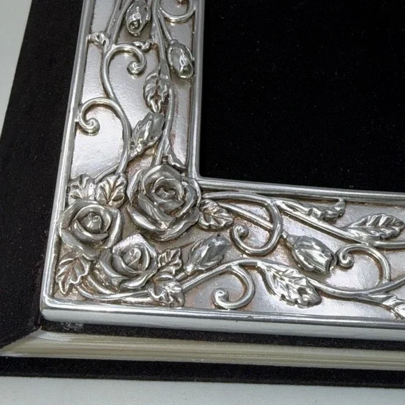 Silver Plated Photo Album 160 4x6 Slip In Photo Intricate Floral Front - Picture 2 of 8